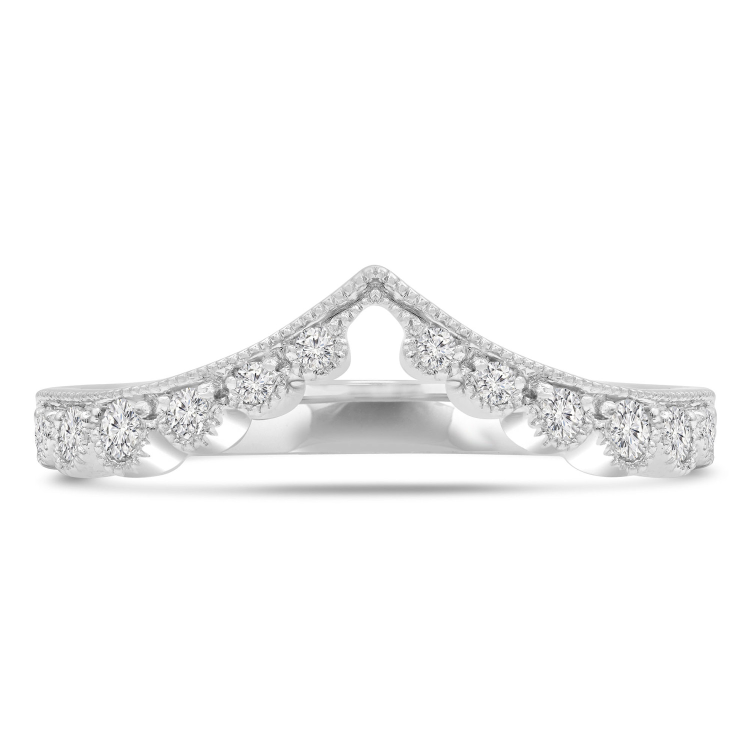 1/5 CTW Round Diamond Vintage Tiara Semi-Eternity Anniversary Wedding Band Ring in 14K White Gold (MDR220204)