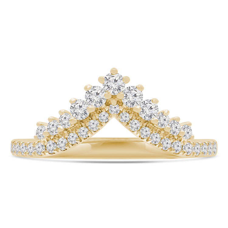 3/8 CTW Round Diamond Two-Row Tiara Shared Prong Semi-Eternity Anniversary Wedding Band Ring in 14K Yellow Gold (MDR220215)