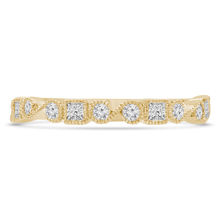 2/5 CTW Princess Diamond Bezel Set Vintage Semi-Eternity Anniversary Wedding Band Ring in 14K Yellow Gold (MDR220216)