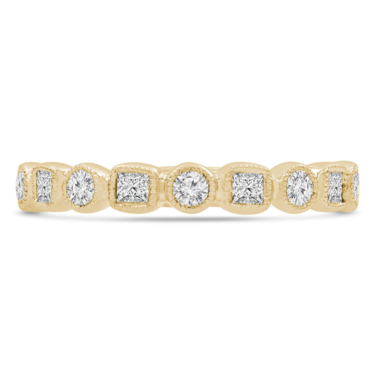 2/5 CTW Round Diamond Vintage Alternating Semi-Eternity Anniversary Wedding Band Ring in 14K Yellow Gold (MDR220218)