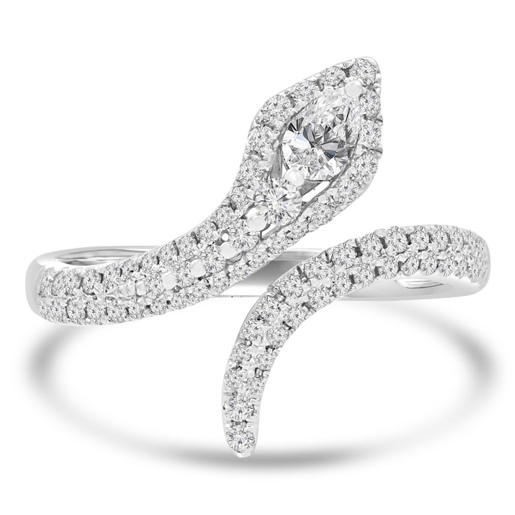 1/2 CTW Pear Diamond Snake Cocktail Ring in 18K White Gold (MDR220228)