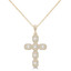 3/5 CTW Baguette Diamond Radiant Halo Cross Pendant Necklace in 18K Yellow Gold (MDR220239)