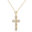 3/5 CTW Baguette Diamond Radiant Halo Cross Pendant Necklace in 18K Yellow Gold (MDR220239)