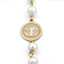 Round White Pearl Baby Baptism Cross and Saint Benedict Medal Chain Bracelet in 14K Yellow Gold (MDR220243)
