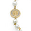 Round White Pearl Baby Baptism Cross and Saint Benedict Medal Chain Bracelet in 14K Yellow Gold (MDR220243)