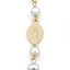 Round White Pearl Baby Baptism Cross and Saint Medal Chain Bracelet in 14K Yellow Gold (MDR220257)