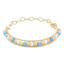 Round White Pearl & Turquoise Baby Bangle Bracelet in 14K Yellow Gold (MDR220259)