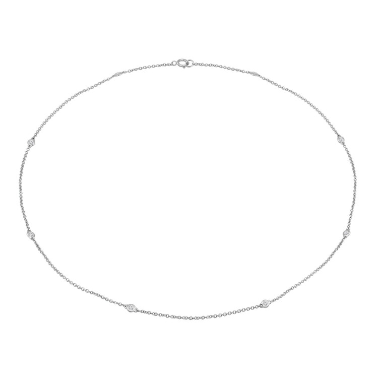 1/3 CTW Round Diamond Bezel Set Diamonds By the Yard Necklace in 14K White Gold (MDR210031)
