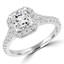 1 5/8 CTW Cushion Diamond Cathedral Cushion Halo Engagement Ring in 14K White Gold with Accents (MD230008)