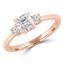 3/5 CTW Radiant Diamond Three-Stone Engagement Ring in 14K Rose Gold (MD230015)