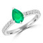 9/10 CTW Pear Green Emerald Solitaire with Accents Engagement Ring in 14K White Gold (MD230021)