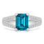 2 2/5 CTW Emerald London Blue Topaz Split-shank Solitaire with Accents Engagement Ring in 18K White Gold (MD230022)