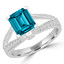 2 2/5 CTW Emerald London Blue Topaz Split-shank Solitaire with Accents Engagement Ring in 18K White Gold (MD230022)