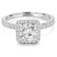 1 1/4 CTW Round Diamond Cushion Halo Engagement Ring in 14K White Gold with Accents (MD200086)