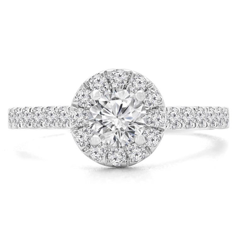 4/5 CTW Round Diamond Halo Engagement Ring in 14K White Gold with Accents (MD230027)