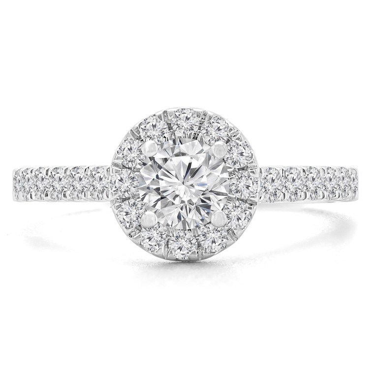 7/8 CTW Round Diamond Halo Engagement Ring in 14K White Gold with Accents (MD230028)