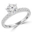 9/10 CTW Round Diamond 6-Prong Solitaire with Accents Engagement Ring in 14K White Gold (MD230033)