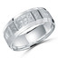 Scratched Segmented Diamond Mens Wedding Band Ring in 10K White Gold (MD230041)