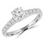 7/8 CTW Round Diamond Cathedral Solitaire with Accents Engagement Ring in 14K White Gold (MD230048)