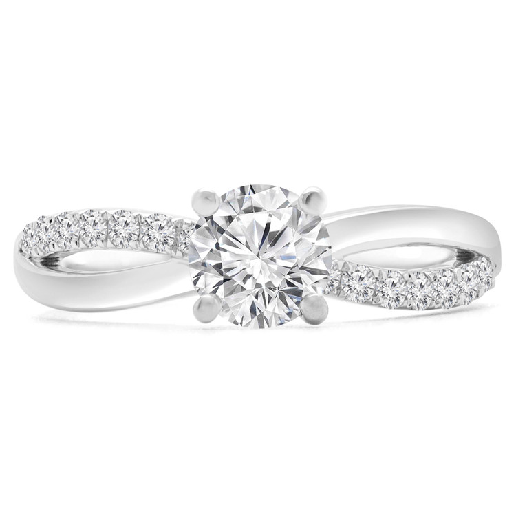 3/4 CTW Round Diamond Twisted Split-shank Solitaire with Accents Engagement Ring in 14K White Gold (MD230050)