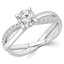 3/4 CTW Round Diamond Twisted Split-shank Solitaire with Accents Engagement Ring in 14K White Gold (MD230050)