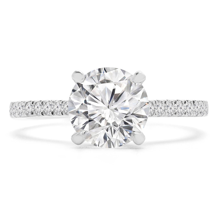 1 1/10 CTW Round Diamond Cathedral Solitaire with Accents Engagement Ring in 14K White Gold (MD230053)