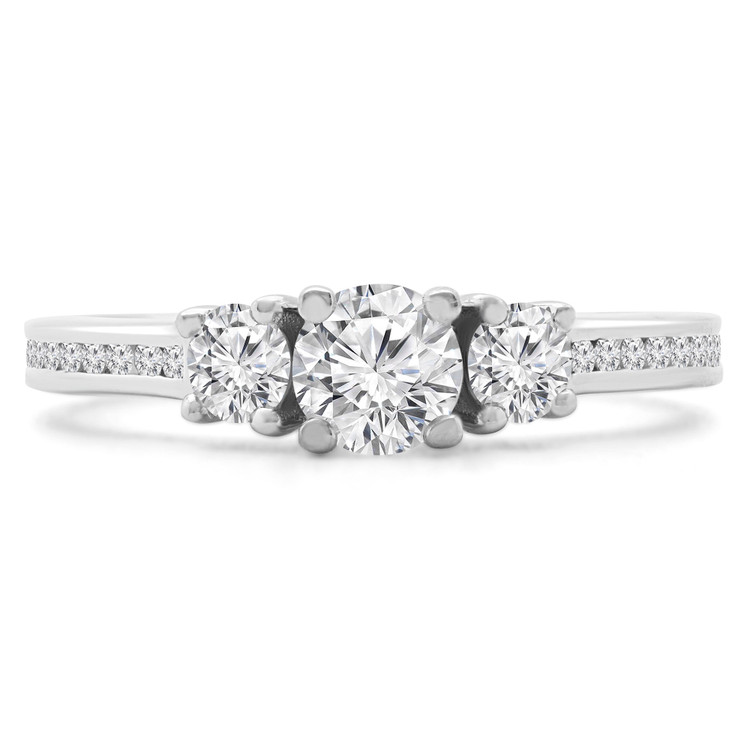 7/8 CTW Round Diamond Three-Stone Engagement Ring in 14K White Gold with Channel set Accents (MD230066)