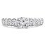 1 1/20 CTW Round Diamond Shared Bar Prong Trellis Solitaire with Accents Engagement Ring in 14K White Gold (MD230085)