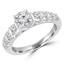1 1/10 CTW Round Diamond Shared Bar Prong Trellis Solitaire with Accents Engagement Ring in 14K White Gold (MD230086)