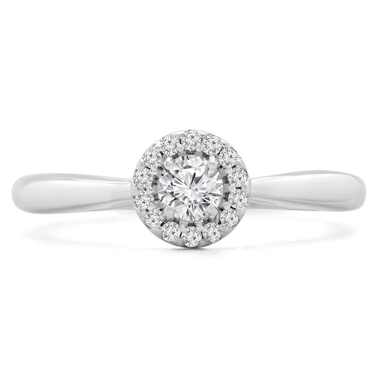 1/3 CTW Round Diamond Tappered Open Bridge Halo Engagement Ring in 14K White Gold (MD230095)