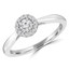 1/3 CTW Round Diamond Tappered Open Bridge Halo Engagement Ring in 14K White Gold (MD230095)