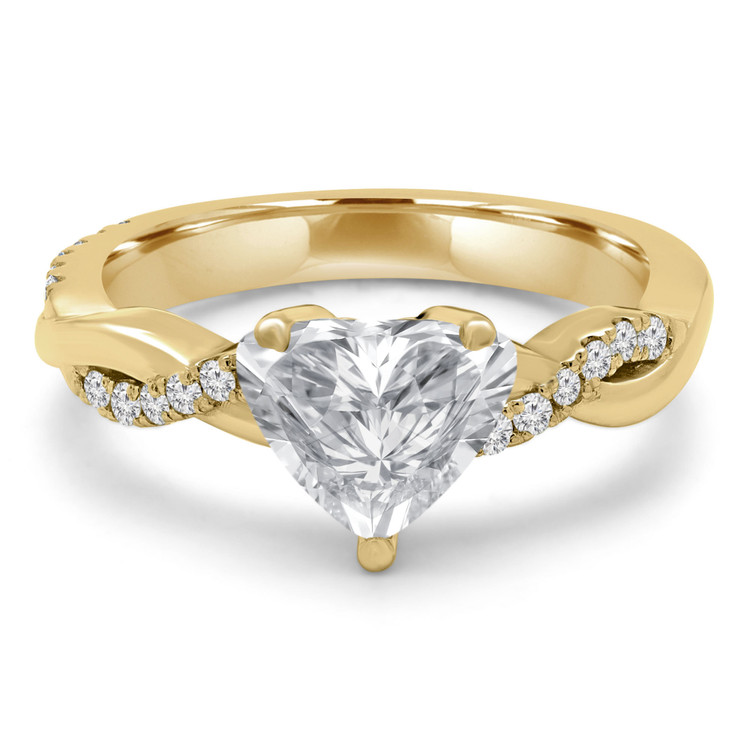 1 3/5 CTW Heart Diamond Twisted 3-Prong Solitaire with Accents Engagement Ring in 14K Yellow Gold (MD230106)