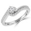 1/2 CTW Round Diamond Bypass Solitaire with Accents Engagement Ring in 14K White Gold (MD230109)