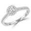 2/5 CTW Round Diamond Halo Engagement Ring in 14K White Gold with Channel set Accents (MD230110)