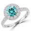 1 1/4 CTW Round Green Diamond Halo Engagement Ring in 14K White Gold with Accents (MD230121)