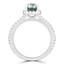 2 1/10 CTW Cushion Blue Diamond Radiant Halo Engagement Ring in 14K White Gold with Accents (MD230125)