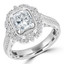 1 2/3 CTW Cushion Diamond Vintage Floral Halo Engagement Ring in 14K White Gold with Accents (MD230126)