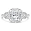 3 CTW Round Diamond Vintage Three-Stone Halo Engagement Ring in 18K White Gold with Accents (MD230129)