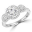 1 2/5 CTW Round Diamond Vintage Three-Stone Halo Engagement Ring in 18K White Gold with Accents (MD230130)