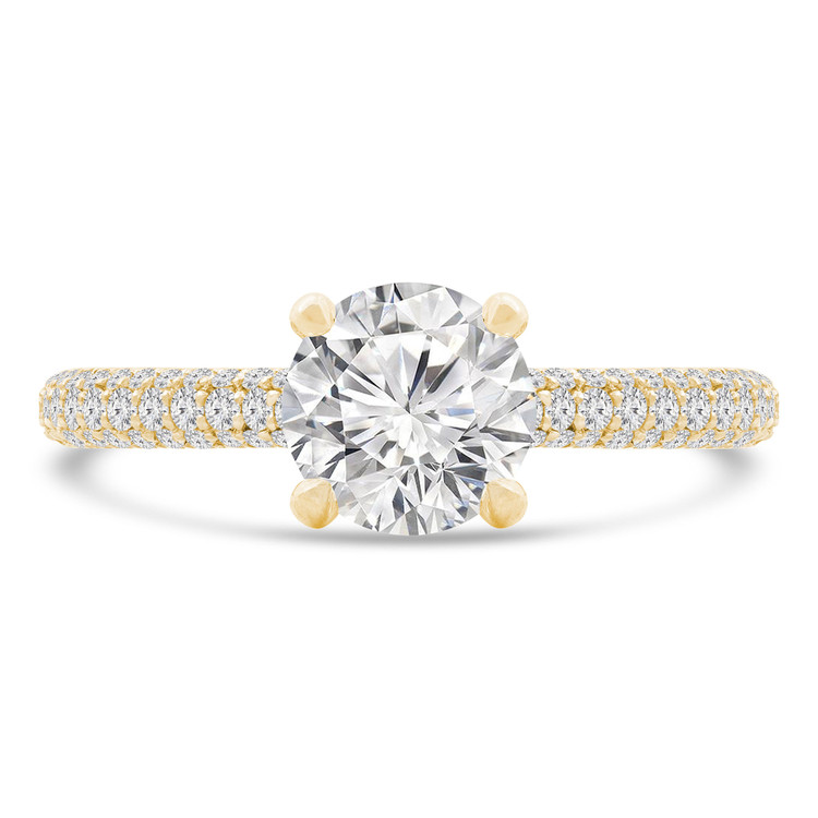 1 2/3 CTW Round Diamond Cathedral Three-row Solitaire with Accents Engagement Ring in 18K Yellow Gold (MD230137)