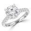 3 1/2 CTW Round Diamond Hidden Halo Solitaire with Accents Engagement Ring in 18K White Gold (MD230141)