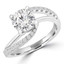 1 1/2 CTW Round Diamond Bypass Solitaire with Accents Engagement Ring in 18K White Gold (MD230143)