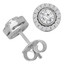 4/5 CTW Round Diamond Bezel Set Halo Stud Earrings in 14K White Gold (MD230154)