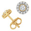 1/2 CTW Round Diamond Bezel Set Halo Stud Earrings in 14K Yellow Gold (MD230164)