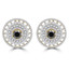 2 3/4 CTW Round Black Diamond 6-Prong Double Floral Halo Stud Earrings in 14K Yellow Gold (MD230171)