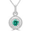 1 5/8 CTW Round Green Diamond 4-Prong Double Halo Pendant Necklace in 18K White Gold (MD230193)