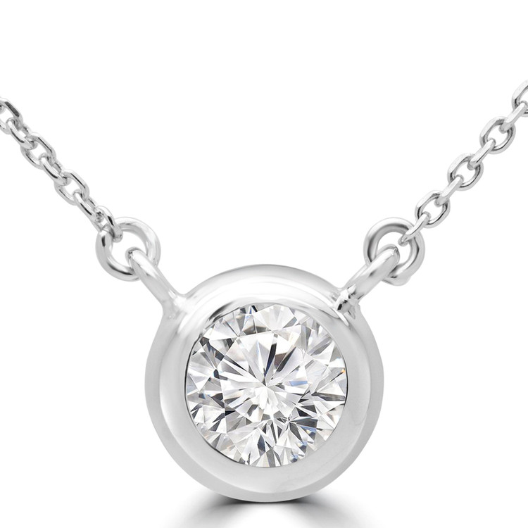 1/2 CT Round Diamond Bezel Set Necklace in 14K White Gold (MD230195)