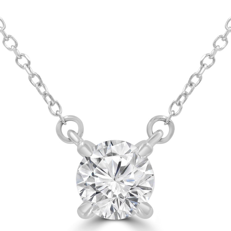 1/2 CT Round Diamond 4-Prong Necklace in 14K White Gold (MD230206)