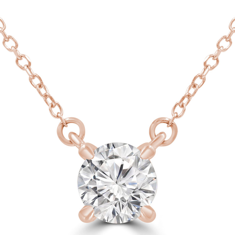 1/2 CT Round Diamond 4-Prong Necklace in 14K Rose Gold (MD230210)