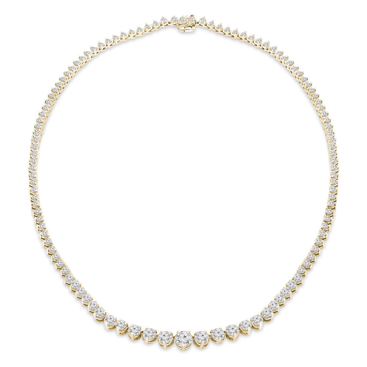 16 3/5 CTW Round Diamond Graduated Tennis Necklace in 14K Yellow Gold (MD230222)